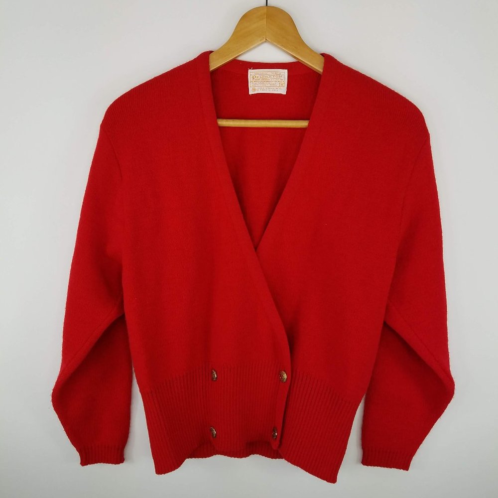 Pendleton Vintage Womens Size Medium Red Cardigan